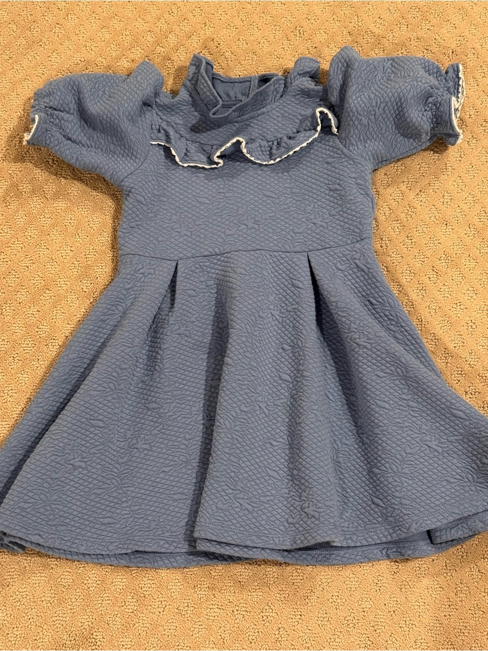 Janie and Jack Girls Blue Ruffle Yoke Knit Dress Size 6